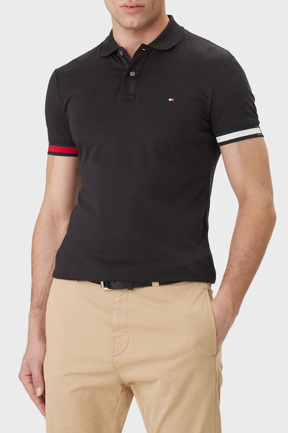 Tommy Hilfiger Pamuklu Slim Fit Düğmeli Erkek Polo Yaka T Shirt MW0MW42743 BDS SİYAH