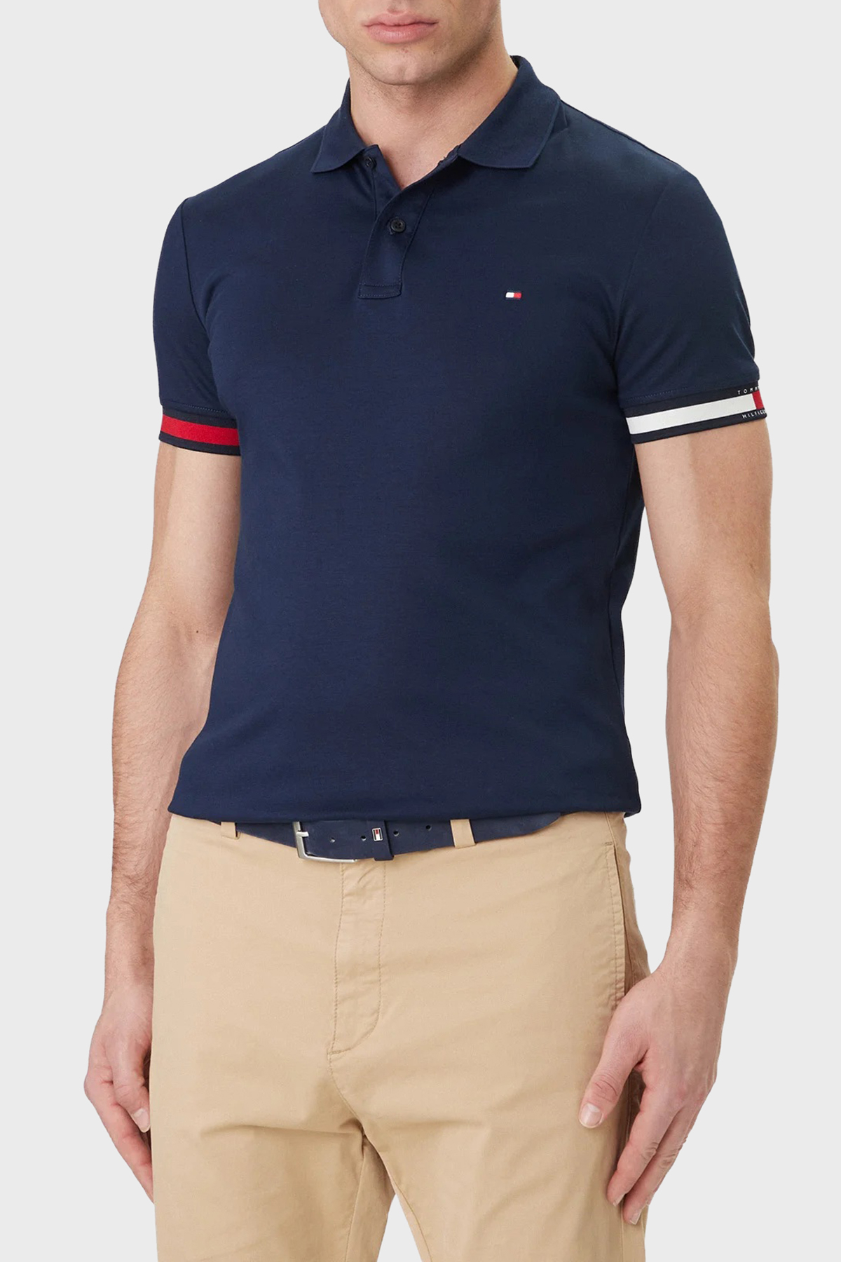 Tommy Hilfiger Pamuklu Slim Fit Düğmeli Erkek Polo Yaka T Shirt MW0MW42743 DCC LACİVERT