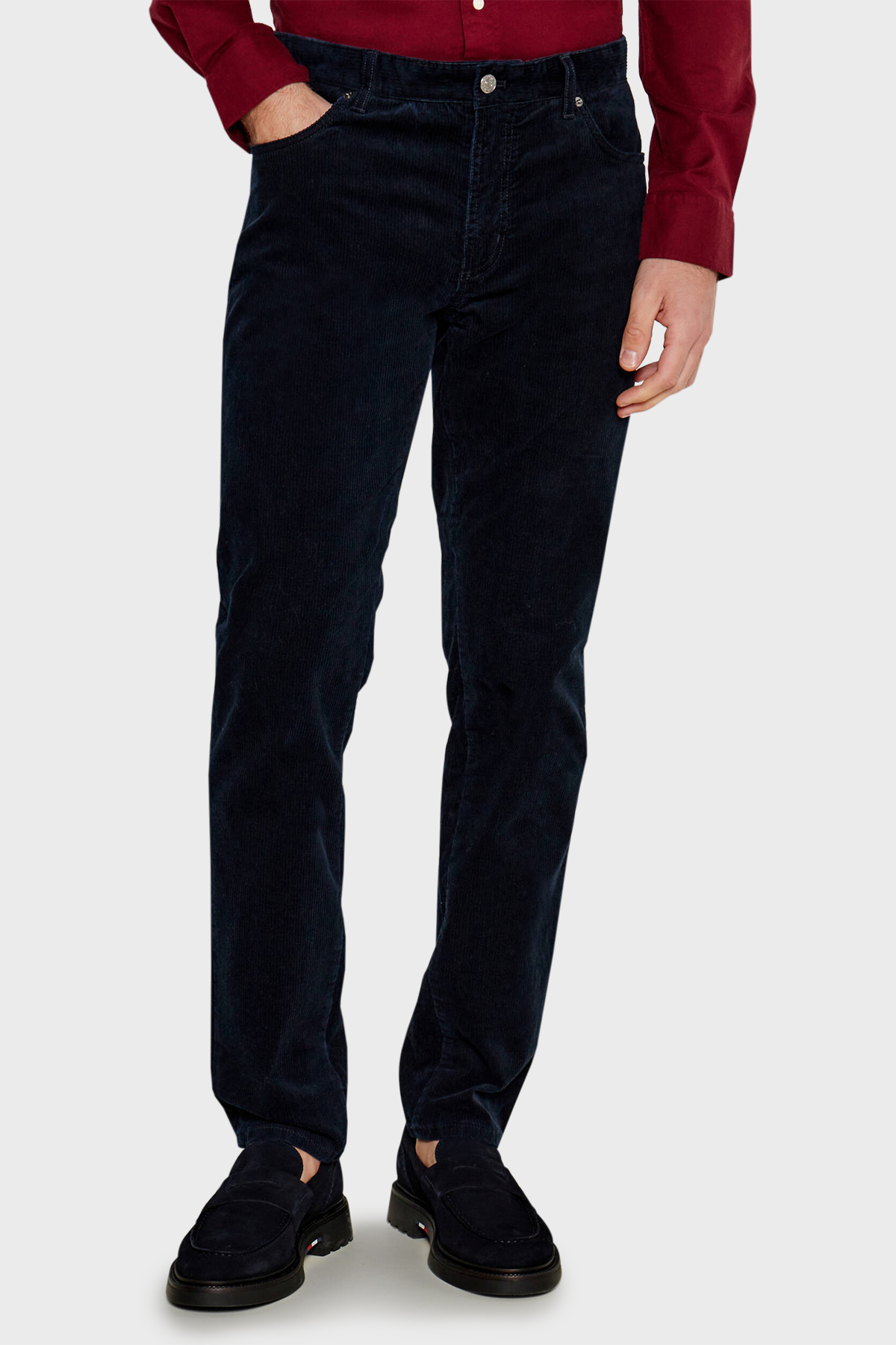 Tommy Hilfiger Pamuklu Straight Fit Düz Paça Kadife Erkek Pantolon MW0MW36696 DW5 LACİVERT