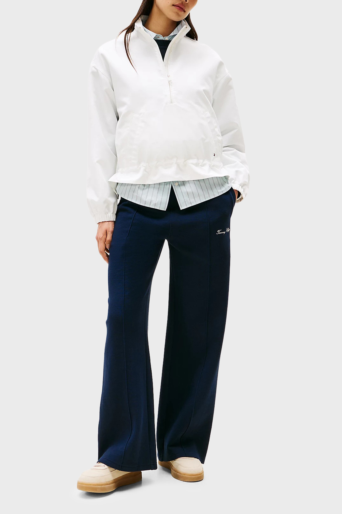 Tommy Hilfiger Pamuklu Straight Fit Normal Bel Düz Paça Kadın Pantolon WW0WW45744 C1G LACİVERT