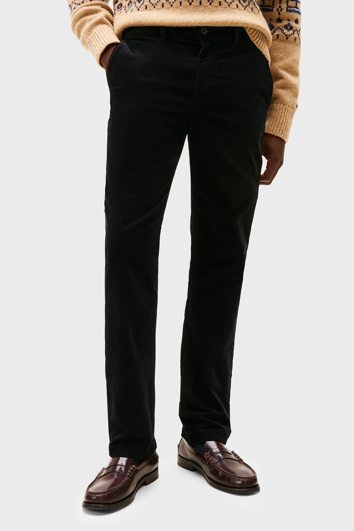 Tommy Hilfiger Pamuklu Straight Fit Normal Bel Kadife Erkek Pantolon MW0MW40267 BDS SİYAH