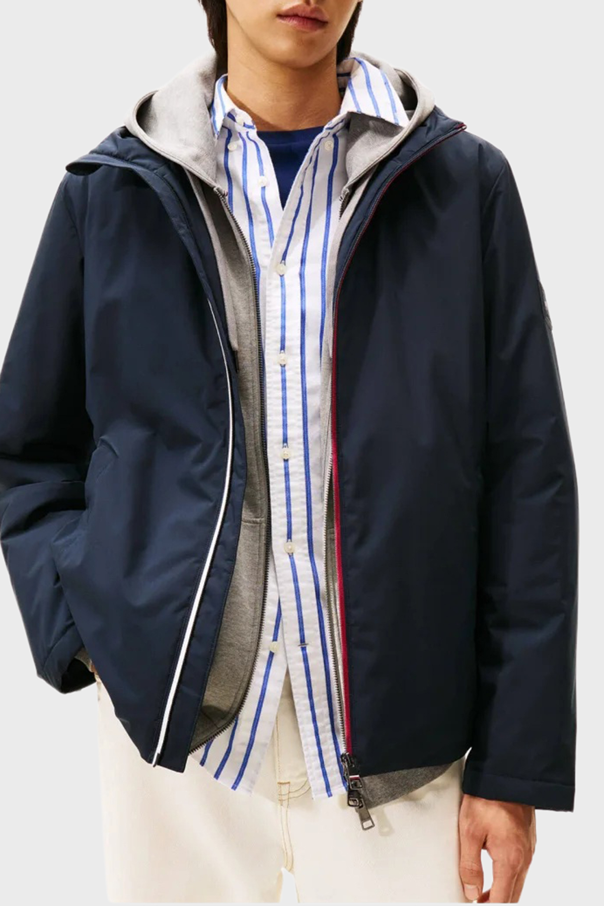 Tommy Hilfiger Regular Fit Logolu Kapüşonlu Erkek Mont MW0MW41082 DW5 LACİVERT