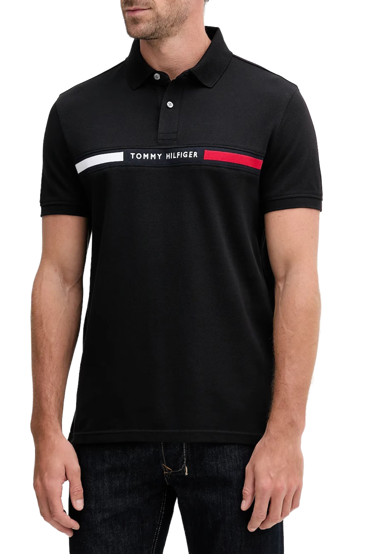 Tommy Hilfiger Streç Pamuklu Regular Fit Düğmeli Erkek Polo Yaka T Shirt MW0MW38130 BDS SİYAH