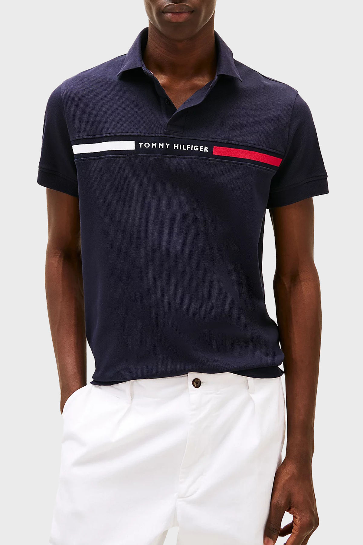 Tommy Hilfiger Streç Pamuklu Regular Fit Düğmeli Erkek Polo Yaka T Shirt MW0MW38130 DW5 LACİVERT