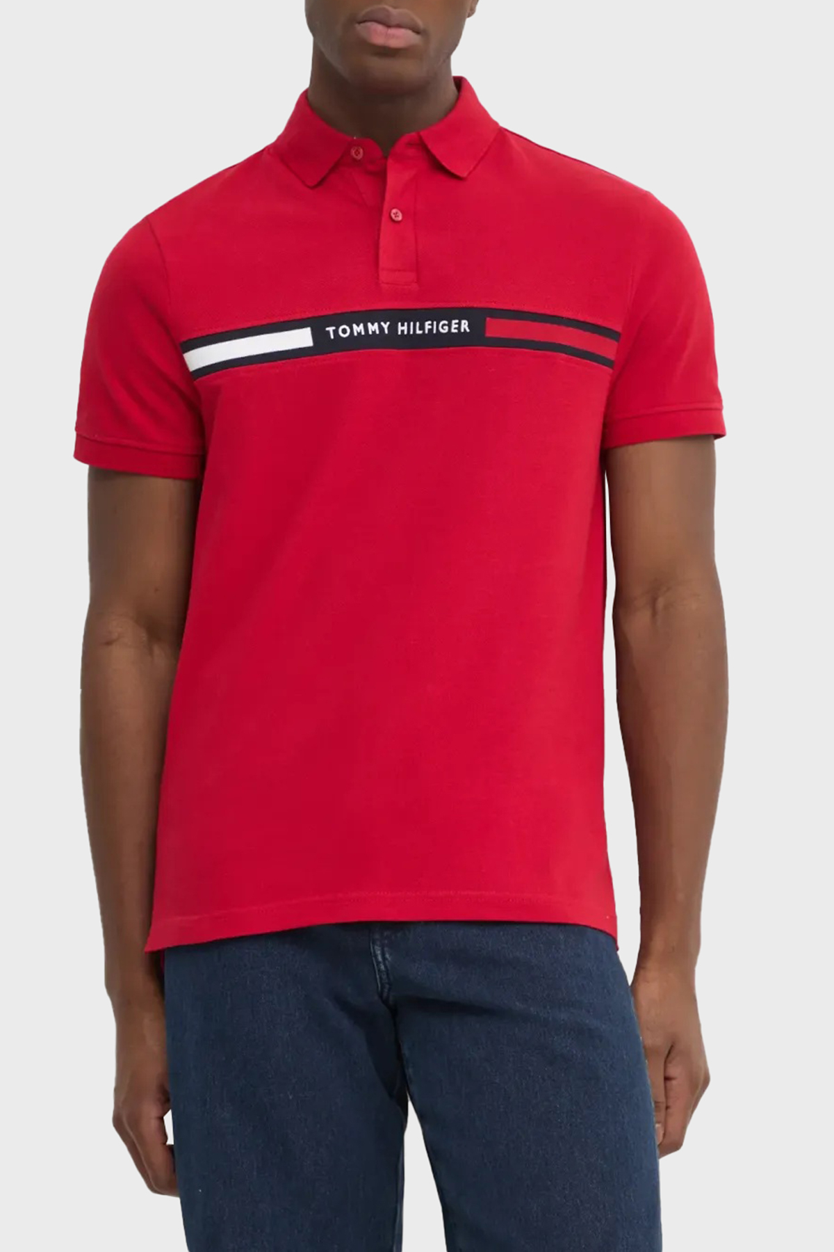 Tommy Hilfiger Streç Pamuklu Regular Fit Düğmeli Erkek Polo Yaka T Shirt MW0MW38130 XLD KIRMIZI