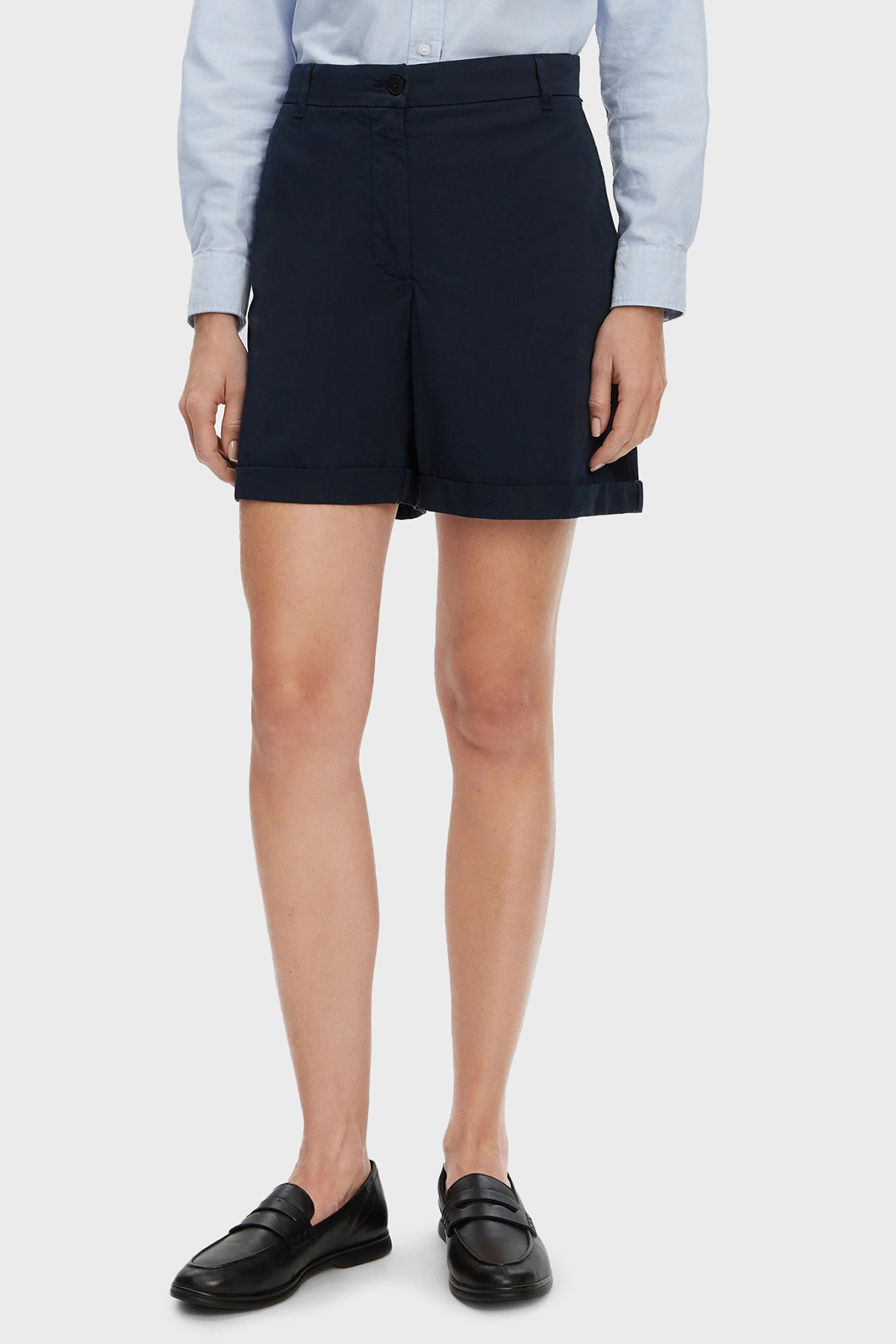 Tommy Hilfiger Streç Pamuklu Relaxed Fit Yüksek Bel Mini Kadın Short WW0WW42457 C1G LACİVERT
