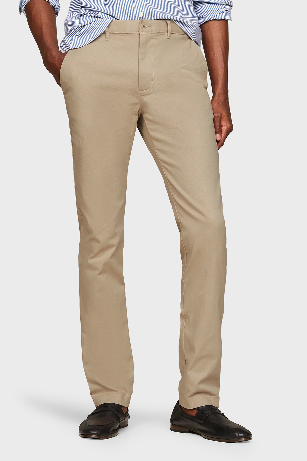 Tommy Hilfiger Streç Pamuklu Slim Fit Chino Erkek Pantolon MW0MW23485 AEG BEJ