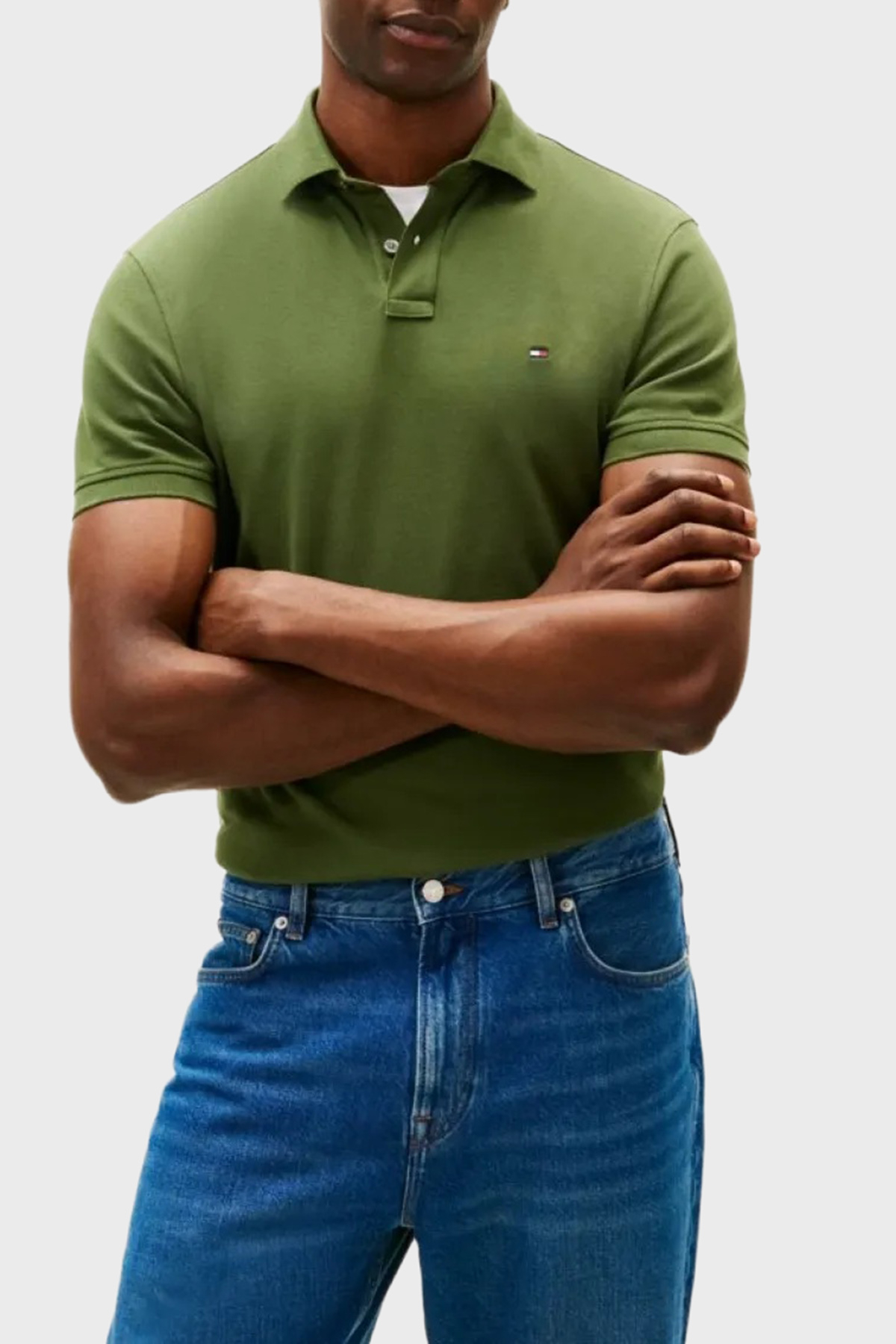 Tommy Hilfiger Streç Pamuklu Slim Fit Düğmeli Erkek Polo Yaka T Shirt MW0MW17770 L01 YEŞİL