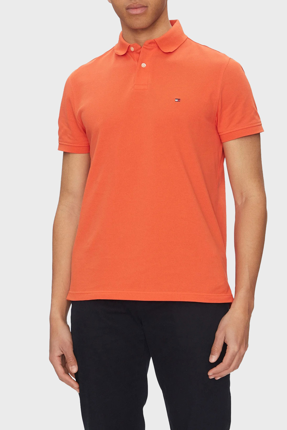 Tommy Hilfiger Streç Pamuklu Slim Fit Düğmeli Erkek Polo Yaka T Shirt MW0MW17770 SCX ORANGE