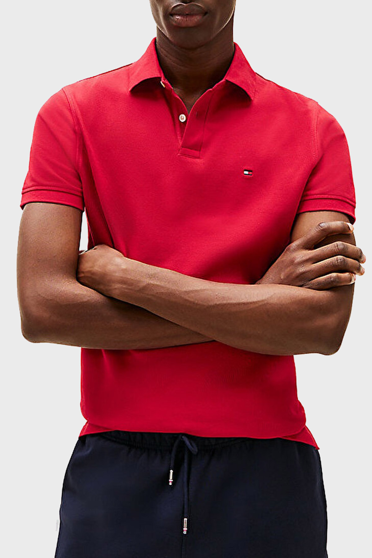Tommy Hilfiger Streç Pamuklu Slim Fit Düğmeli Erkek Polo Yaka T Shirt MW0MW17770 XLD KIRMIZI