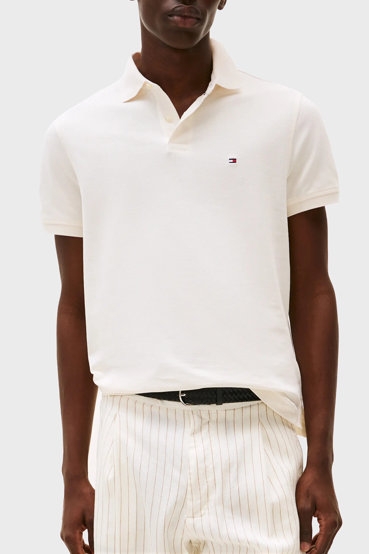 Tommy Hilfiger Streç Pamuklu Regular Fit Düğmeli Erkek Polo Yaka T Shirt MW0MW17770 Z00 AÇIK BEJ