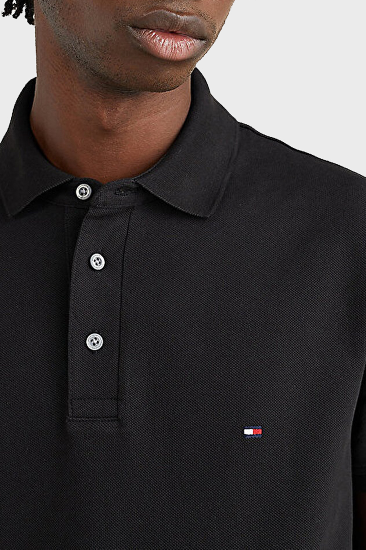 Tommy Hilfiger Streç Pamuklu Slim Fit Düğmeli Erkek Polo Yaka T Shirt MW0MW17771 BDS SİYAH