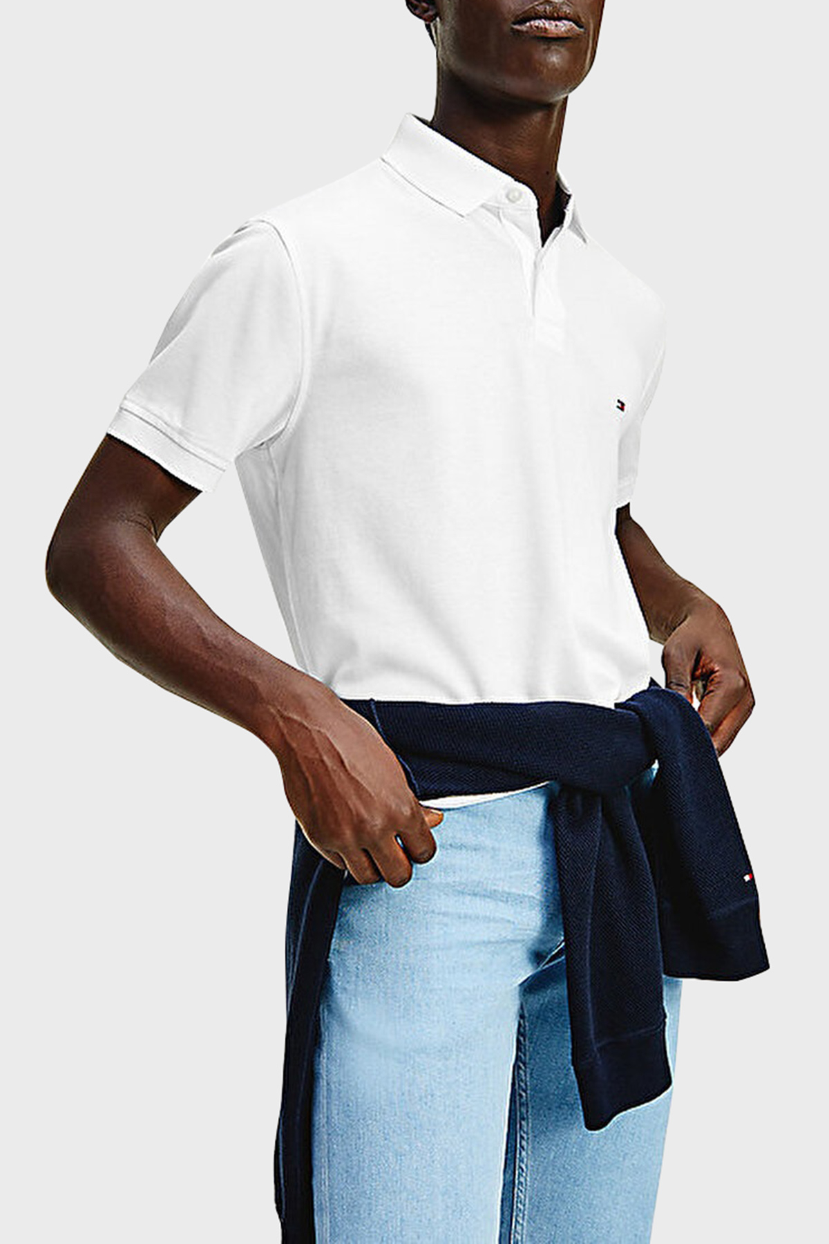 Tommy Hilfiger Streç Pamuklu Slim Fit Düğmeli Erkek Polo Yaka T Shirt MW0MW17771 YBR BEYAZ