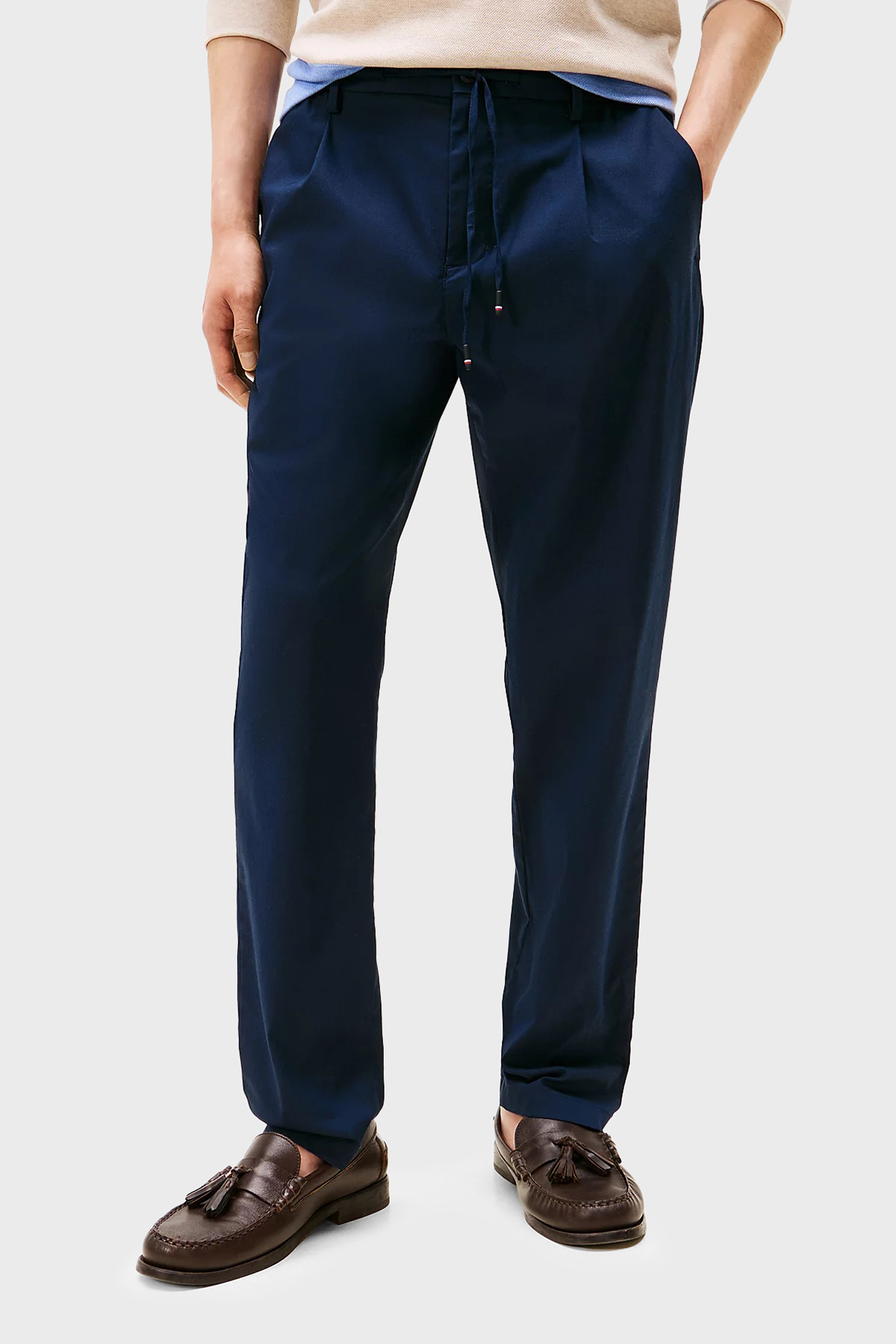 Tommy Hilfiger Streç Pamuklu Tapered Fit Normal Bel Düz Paça Erkek Pantolon MW0MW39702 DW5 LACİVERT