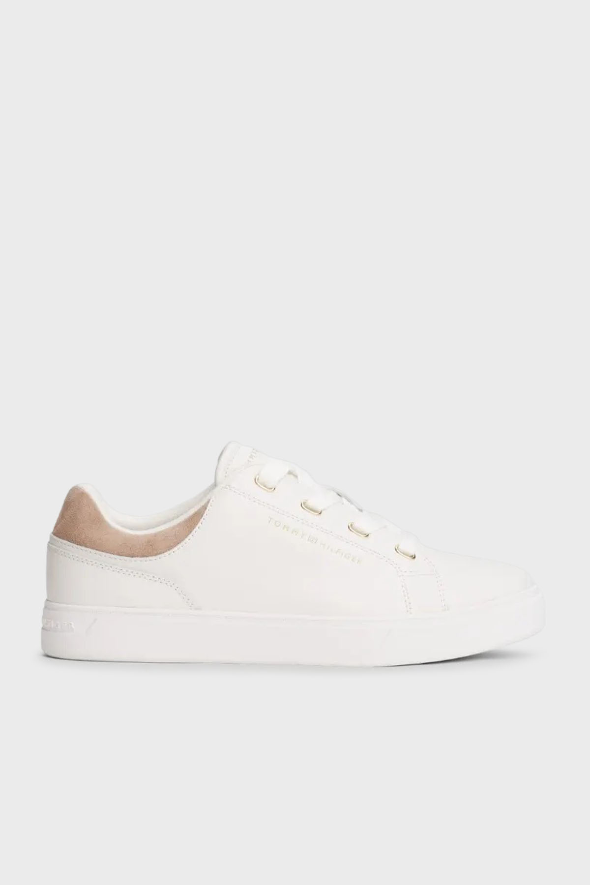 Tommy Hilfiger Süet Detaylı Deri Sneaker Kadın Ayakkabı FW0FW08816 YBL BEYAZ