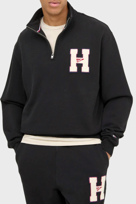 Tommy Jeans % 100 Pamuk Relaxed Fit Yarım Fermuarlı Dik Yaka Erkek