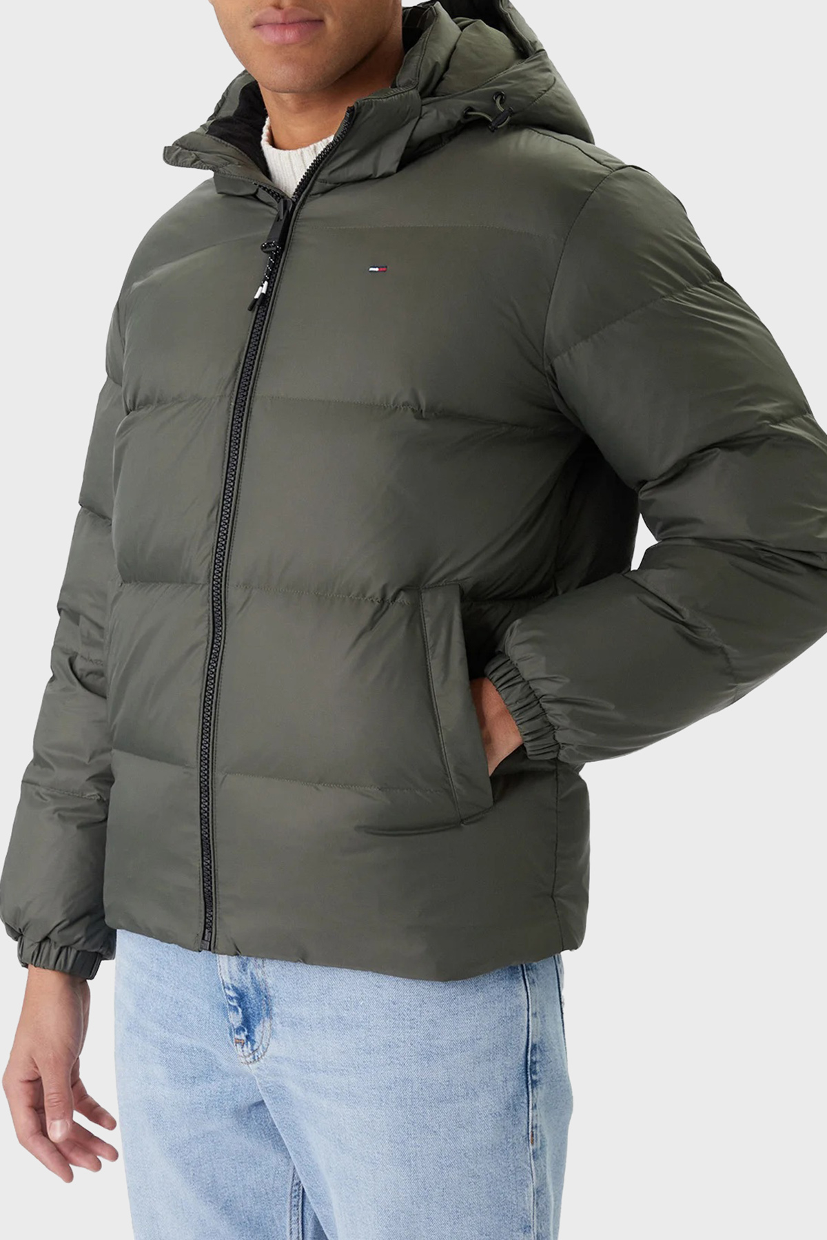 Tommy Jeans Comfort Fit Çıkarılabilir Kapüşonlu Şişme Erkek Mont DM0DM19786 MRH KOYU YEŞİL
