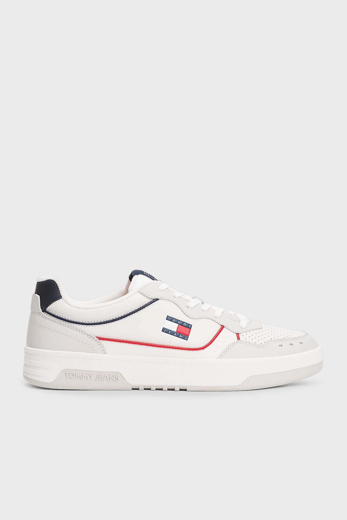 Tommy Jeans Deri Karışımlı Logolu Sneaker Erkek Ayakkabı EM0EM01585 0G1 BEYAZ