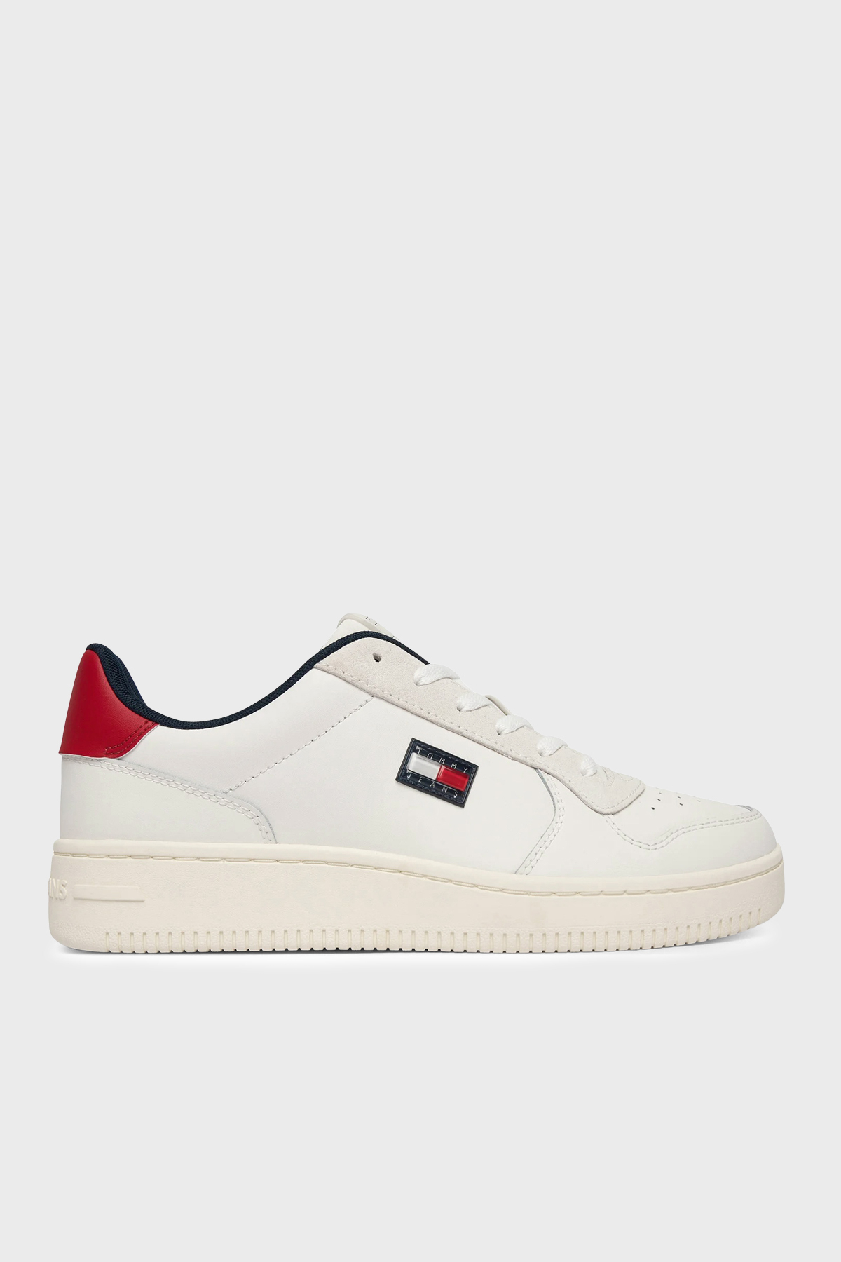 Tommy Jeans Deri Karışımlı Logolu Sneaker Erkek Ayakkabı EM0EM01681 YBL BEYAZ