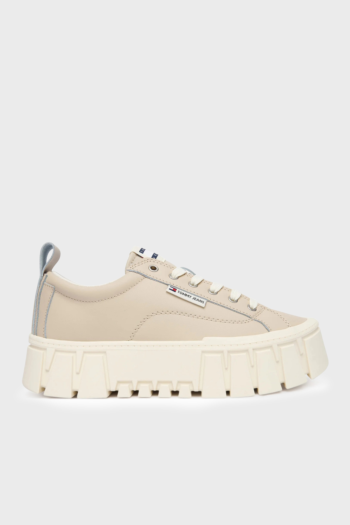 Tommy Jeans Deri Logolu Kalın Tabanlı Sneaker Kadın Ayakkabı EN0EN03008 ABY BEJ
