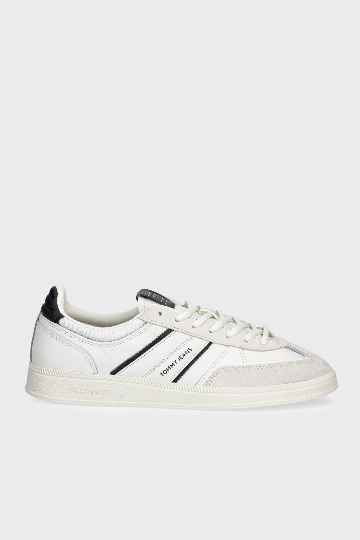Tommy Jeans Deri Logolu Sneaker Erkek Ayakkabı EM0EM01672 0K9 EKRU-SİYAH