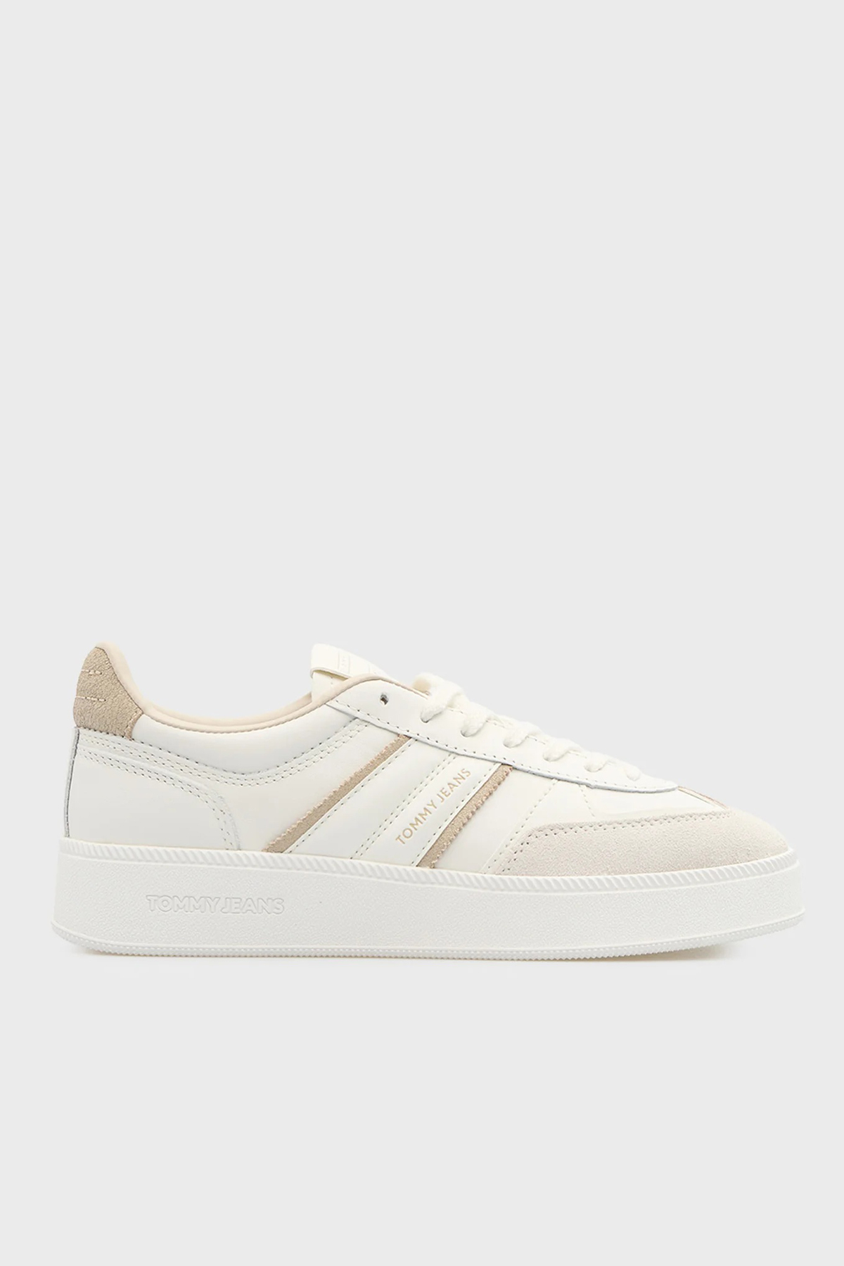 Tommy Jeans Hakiki Deri Logolu Sneaker Kadın Ayakkabı EN0EN02900 0GA BEJ