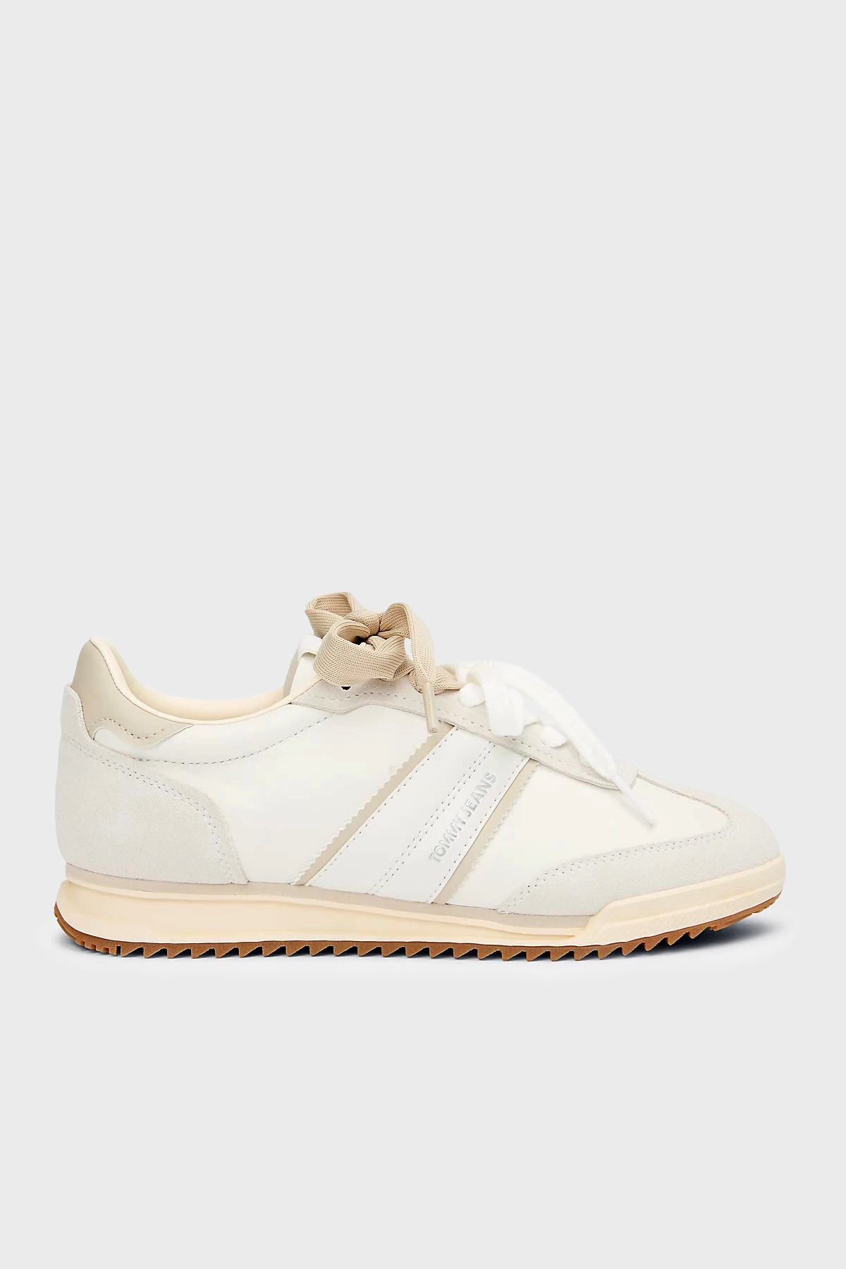 Tommy Jeans Hakiki Deri Logolu Sneaker Kadın Ayakkabı EN0EN03001 0GA BEJ