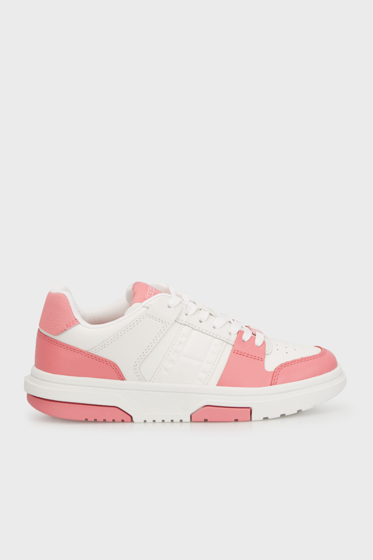 Tommy Jeans Hakiki Deri Sneaker Kadın Ayakkabı EN0EN02783 TIG BEYAZ-PEMBE