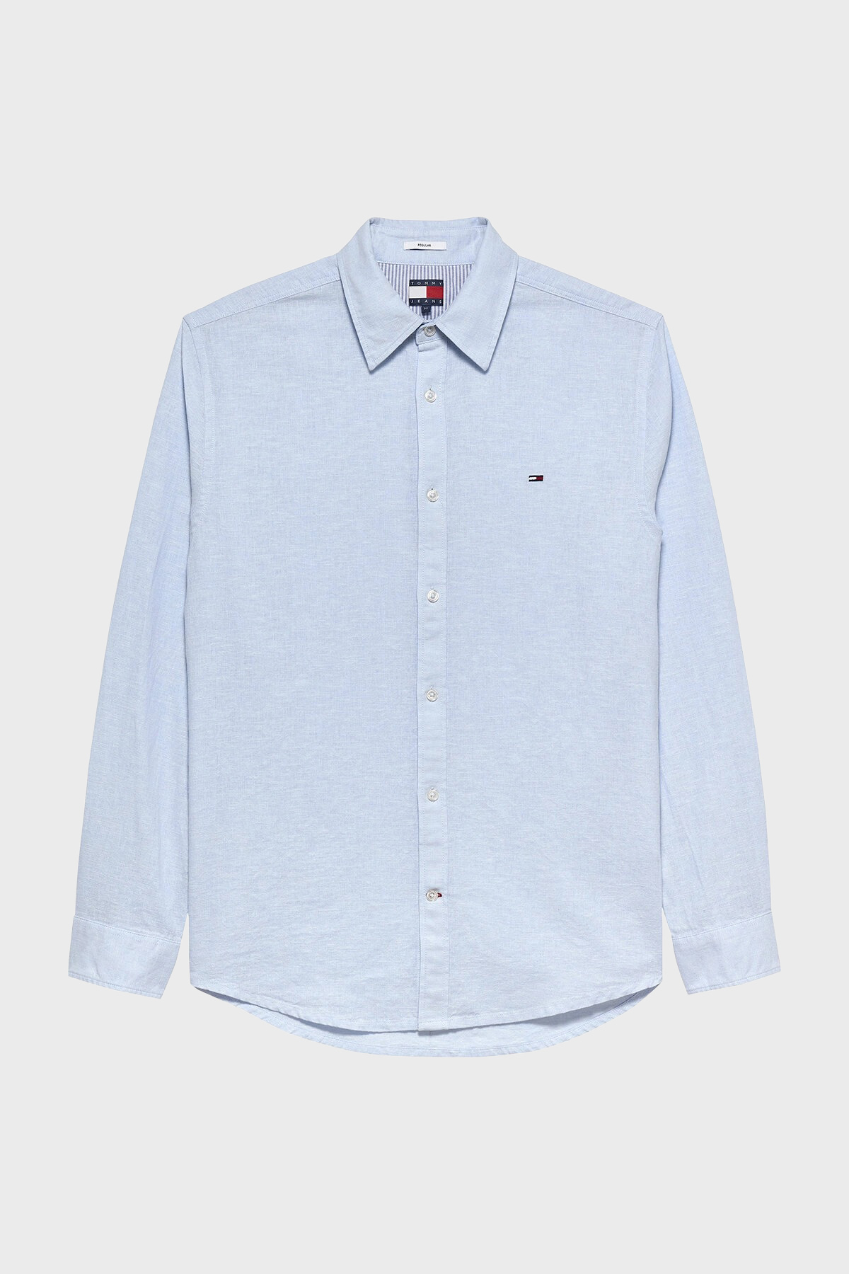 Tommy Jeans Keten ve Pamuk Karışımlı Uzun Kollu Erkek Gömlek DM0DM22761 C3Q AÇIK MAVİ