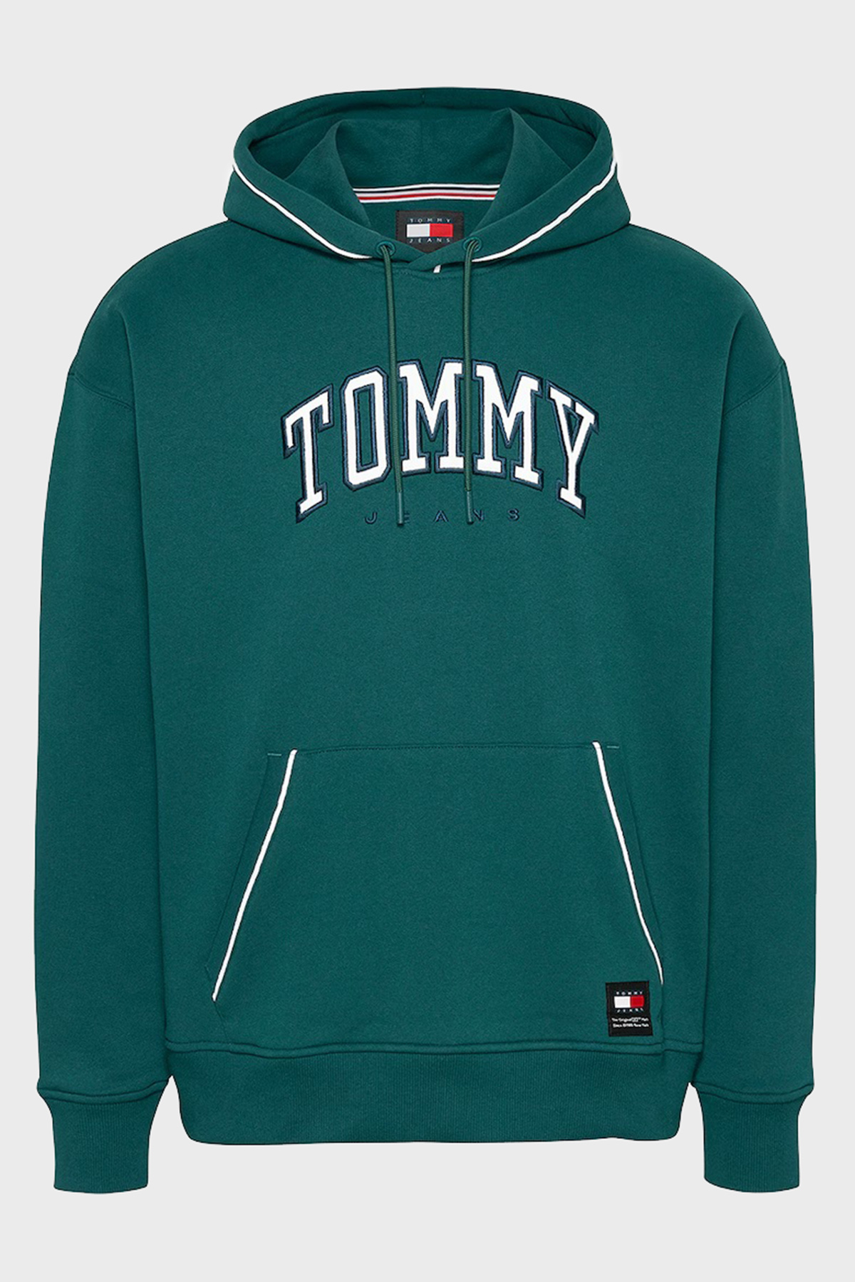 Tommy Jeans Logo İşlemeli Pamuklu Regular Fit Kapüşonlu Erkek Sweat DM0DM19760 CWG KOYU YEŞİL
