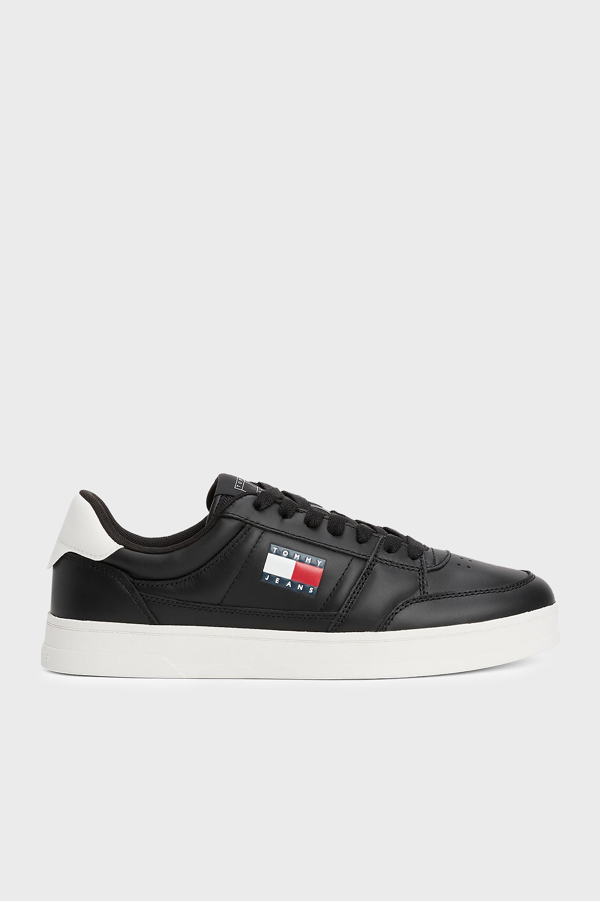 Tommy Jeans Logolu Deri Sneaker Erkek Ayakkabı EM0EM01574 BDS SİYAH