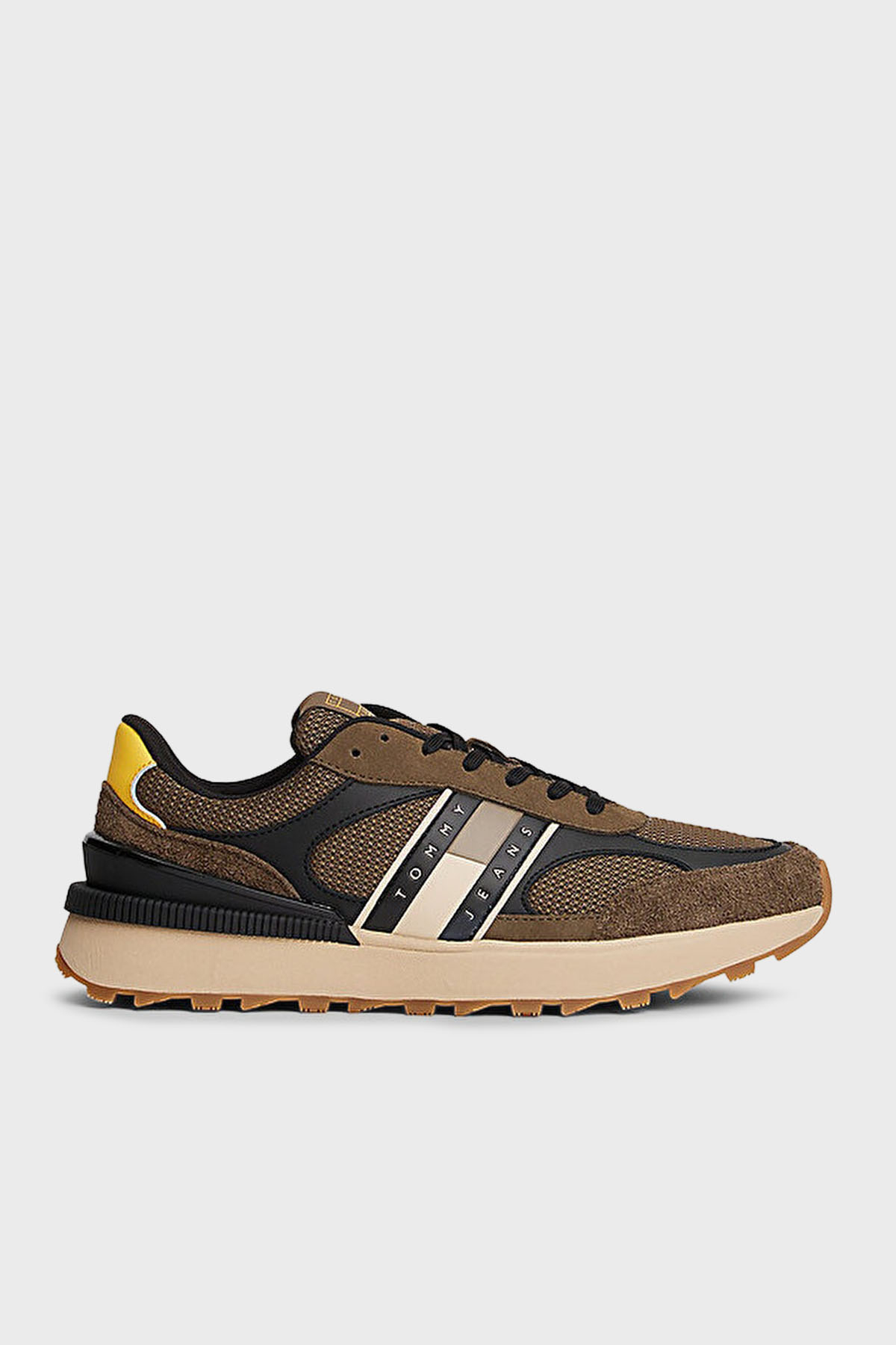 Tommy Jeans Logolu Kalın Tabanlı Süet Sneaker Erkek Ayakkabı EM0EM01537 RBM KOYU HAKİ