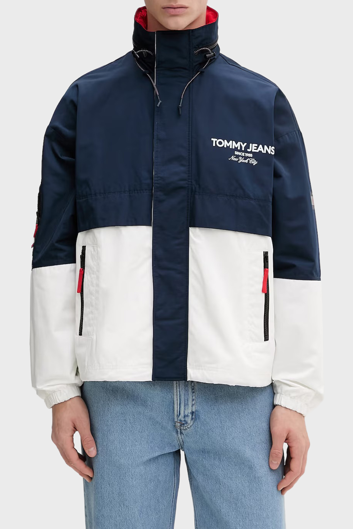 Tommy Jeans Logolu Oversize Logo Detaylı Dik Yaka Erkek Mont DM0DM22739 C1G LACİVERT