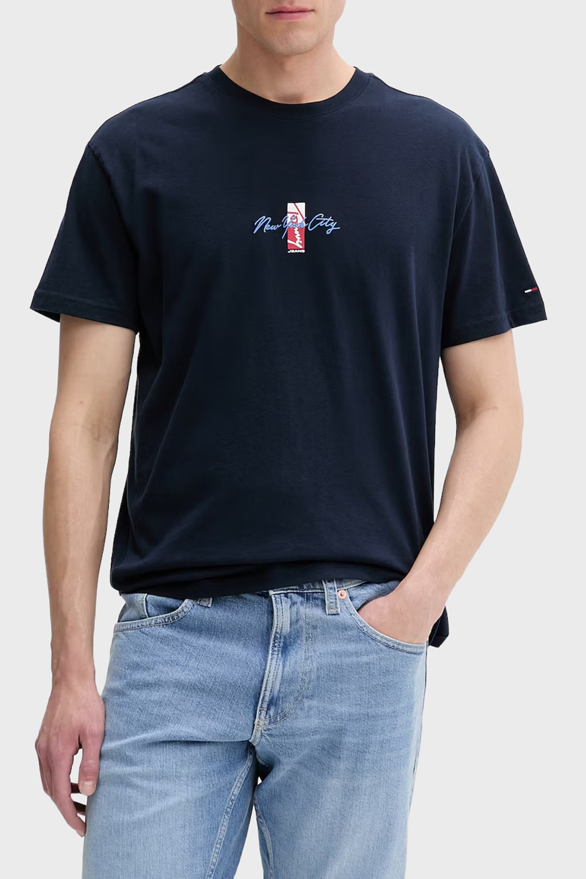 Tommy Jeans Logolu Pamuklu Regular Fit Bisiklet Yaka Erkek T Shirt DM0DM22532 C1G LACİVERT
