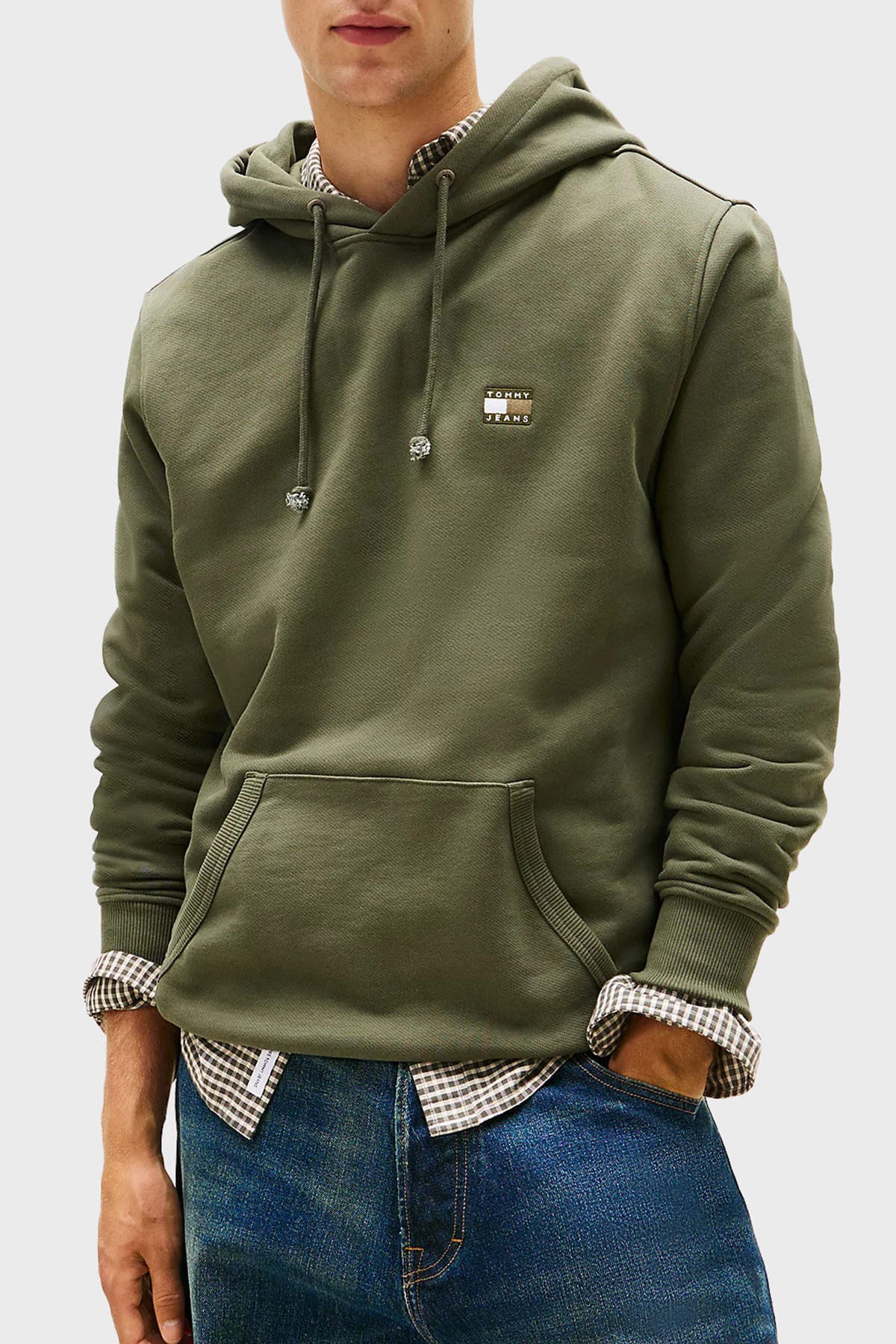 Tommy Jeans Logolu Pamuklu Regular Fit Kapüşonlu Erkek Sweat DM0DM20258 0H7 KOYU YEŞİL