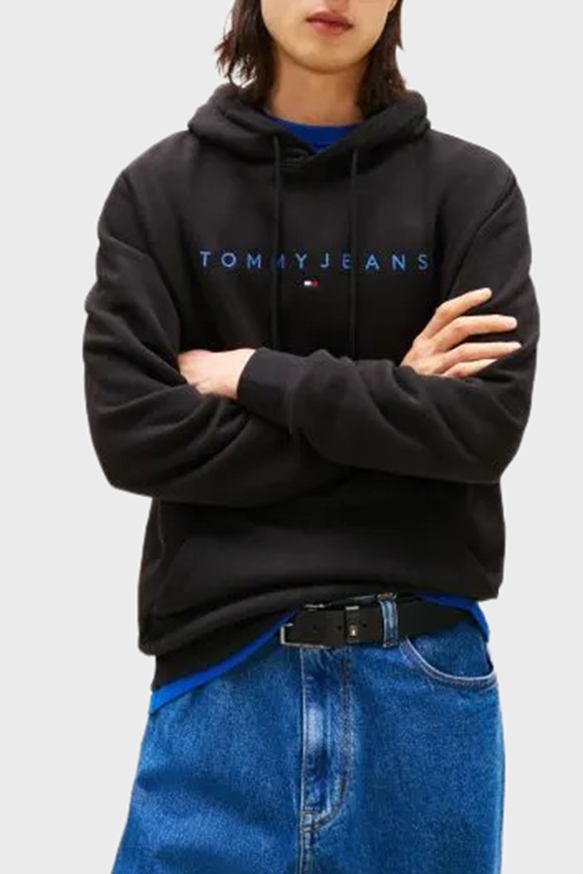 Tommy Jeans Logolu Pamuklu Regular Fit Kapüşonlu Polar Erkek Sweat DM0DM20746 0GK SİYAH