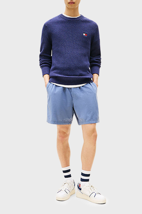 Tommy Jeans Logolu Pamuklu Slim Fit Bisiklet Yaka Örgü Erkek Kazak