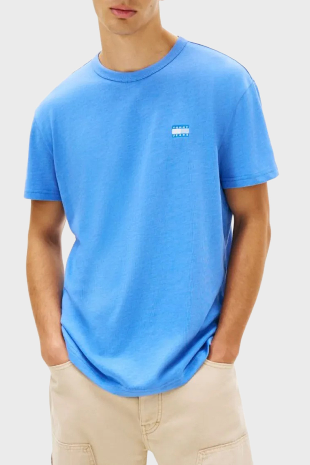 Tommy Jeans Pamuk Karışımlı Regular Fit Bisiklet Yaka Erkek T Shirt DM0DM22667 C38 MAVİ