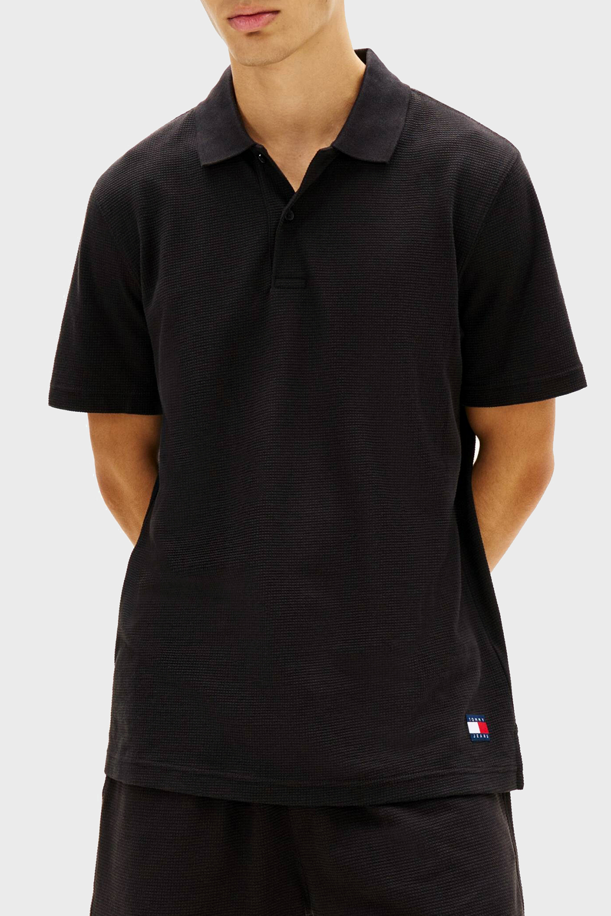Tommy Jeans Pamuk Karışımlı Regular Fit Düğmeli Erkek Polo Yaka T Shirt DM0DM22703 BDS SİYAH