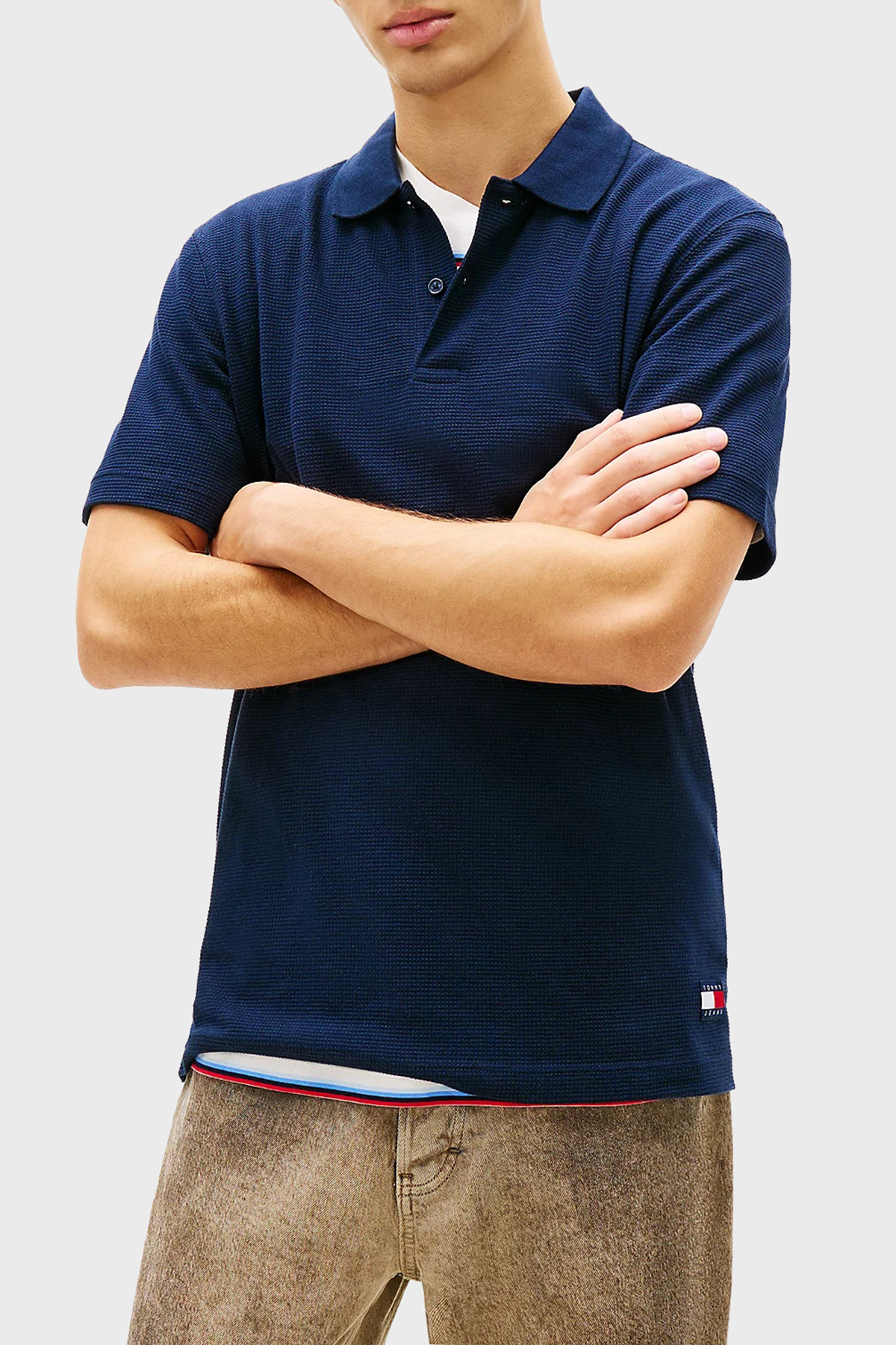 Tommy Jeans Pamuk Karışımlı Regular Fit Düğmeli Erkek Polo Yaka T Shirt DM0DM22703 C1G LACİVERT