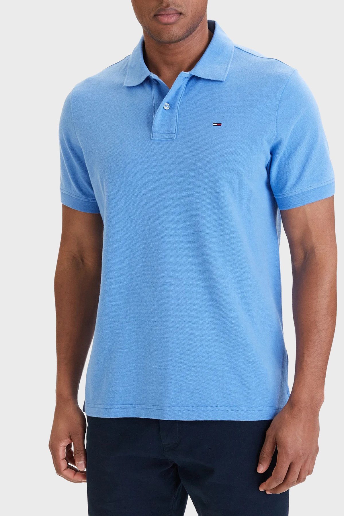 Tommy Jeans Pamuklu Regular Fit Düğmeli Erkek Polo Yaka T Shirt DM0DM22711 C38 MAVİ