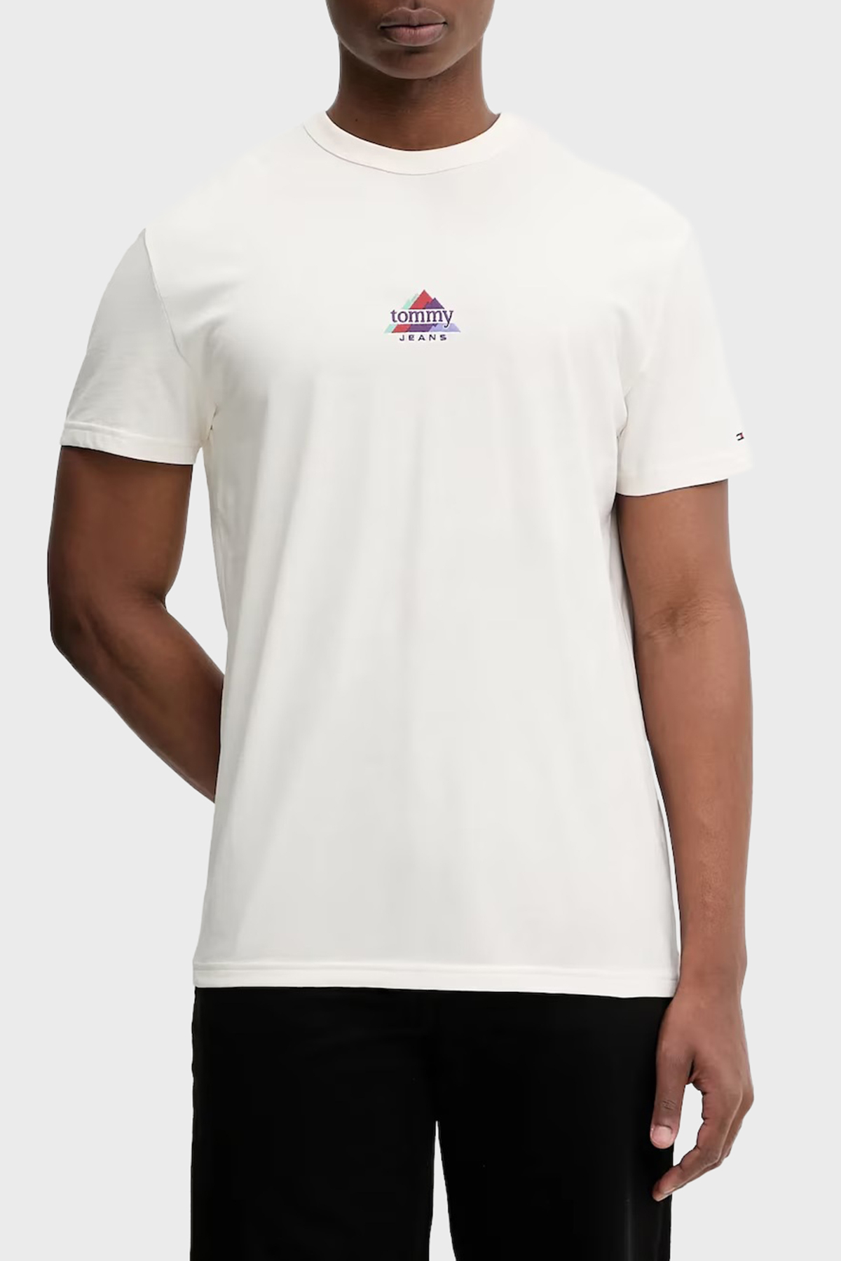 Tommy Jeans Pamuklu Regular Fit Logolu Bisiklet Yaka Erkek T Shirt DM0DM22311 YBH BEYAZ