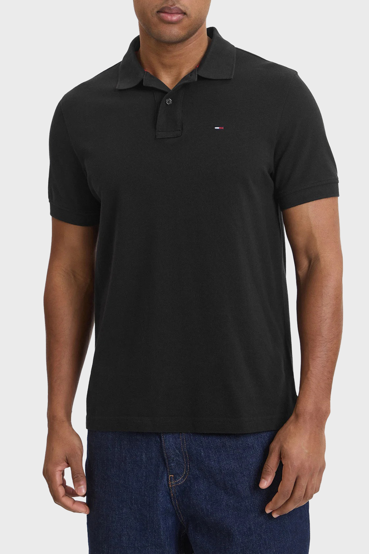 Tommy Jeans Pamuklu Regular Fit Logolu Düğmeli Erkek Polo Yaka T Shirt DM0DM22711 BDS SİYAH
