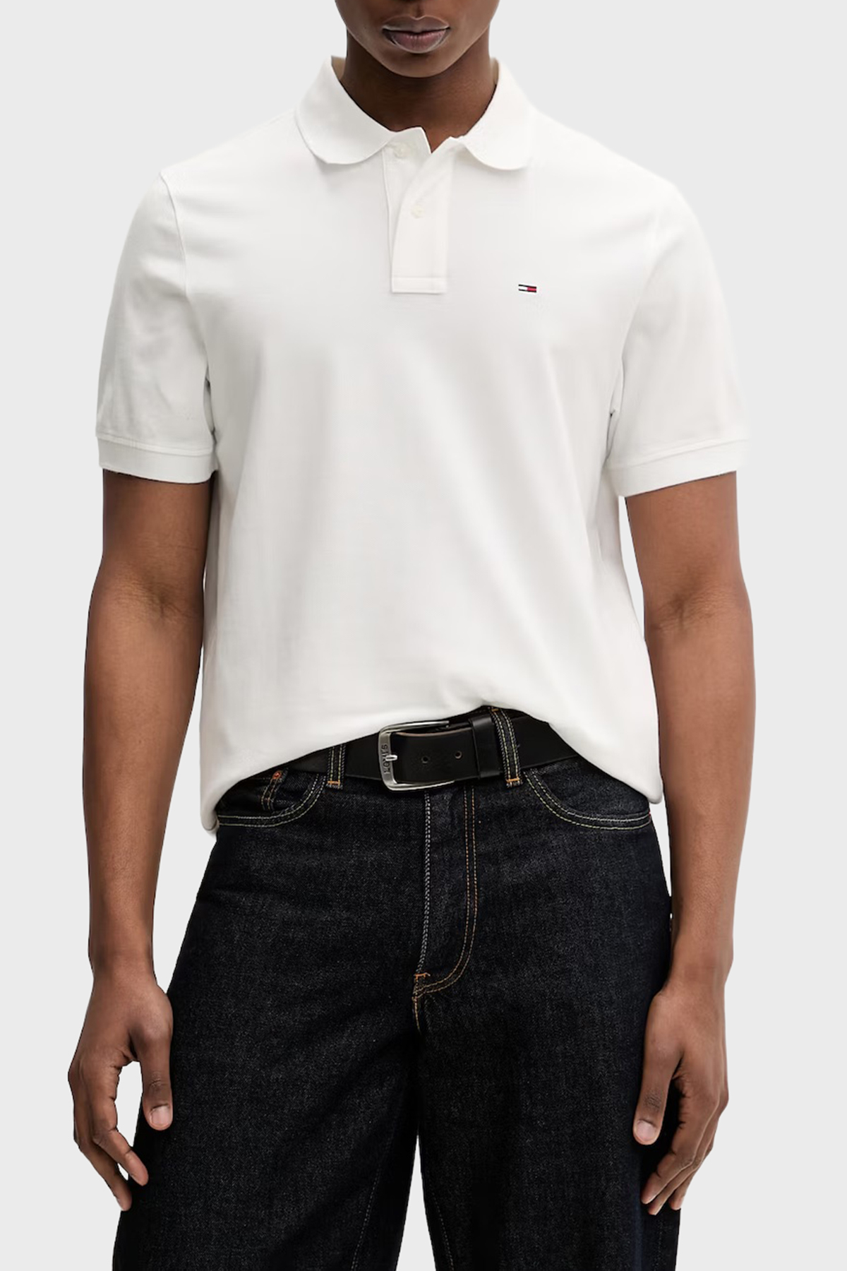 Tommy Jeans Pamuklu Regular Fit Logolu Düğmeli Erkek Polo Yaka T Shirt DM0DM22711 YBL BEYAZ