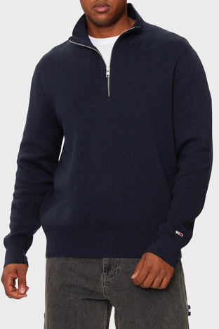 Tommy Jeans Pamuklu Regular Fit Yarım Fermuarlı Dik Yaka Erkek Kazak DM0DM20596 C1G LACİVERT - Tommy Jeans
