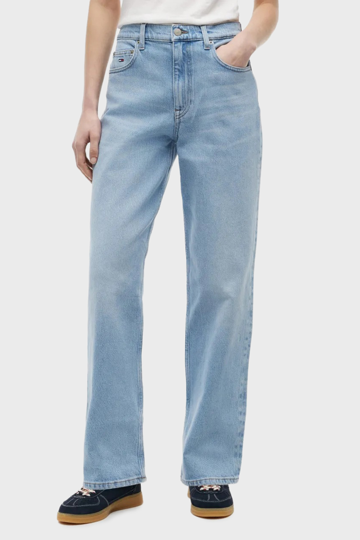 Tommy Jeans Pamuklu Regular Fit Yüksek Bel Jeans Kadın Kot Pantolon DW0DW23018 1AB AÇIK MAVİ