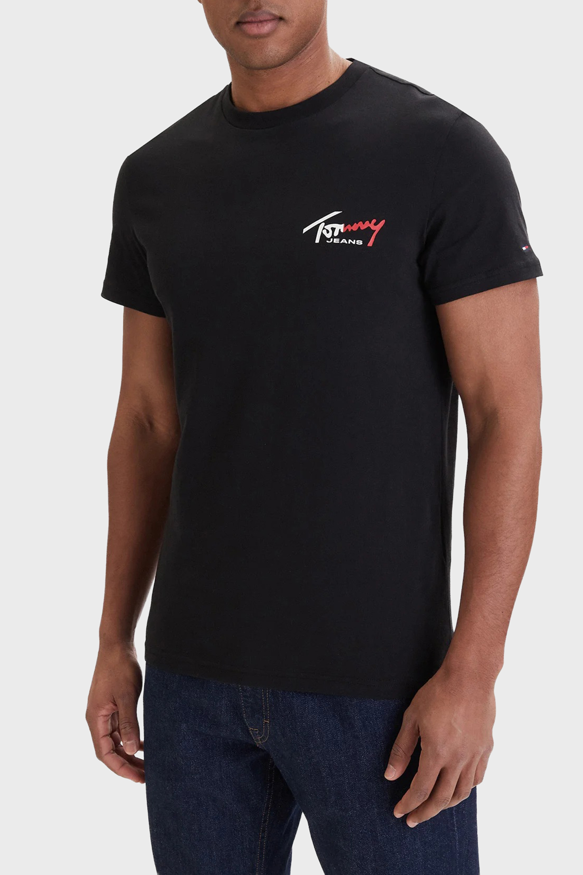 Tommy Jeans Pamuklu Slim Fit Logolu Bisiklet Yaka Erkek T Shirt DM0DM22538 BDS SİYAH