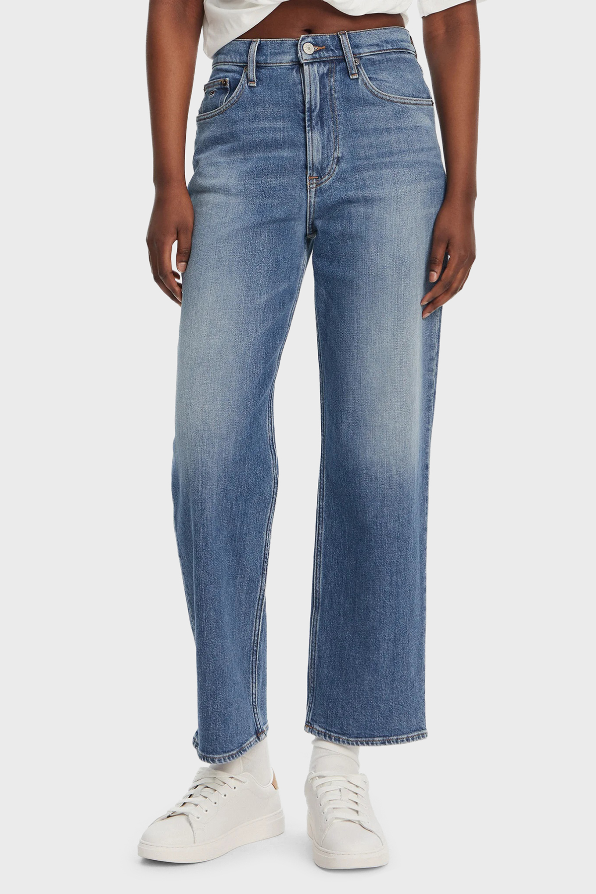 Tommy Jeans Streç Pamuklu Slim Straight Yüksek Bel Düz Paça Jeans Kadın Kot Pantolon DW0DW20644 1A5 MAVİ