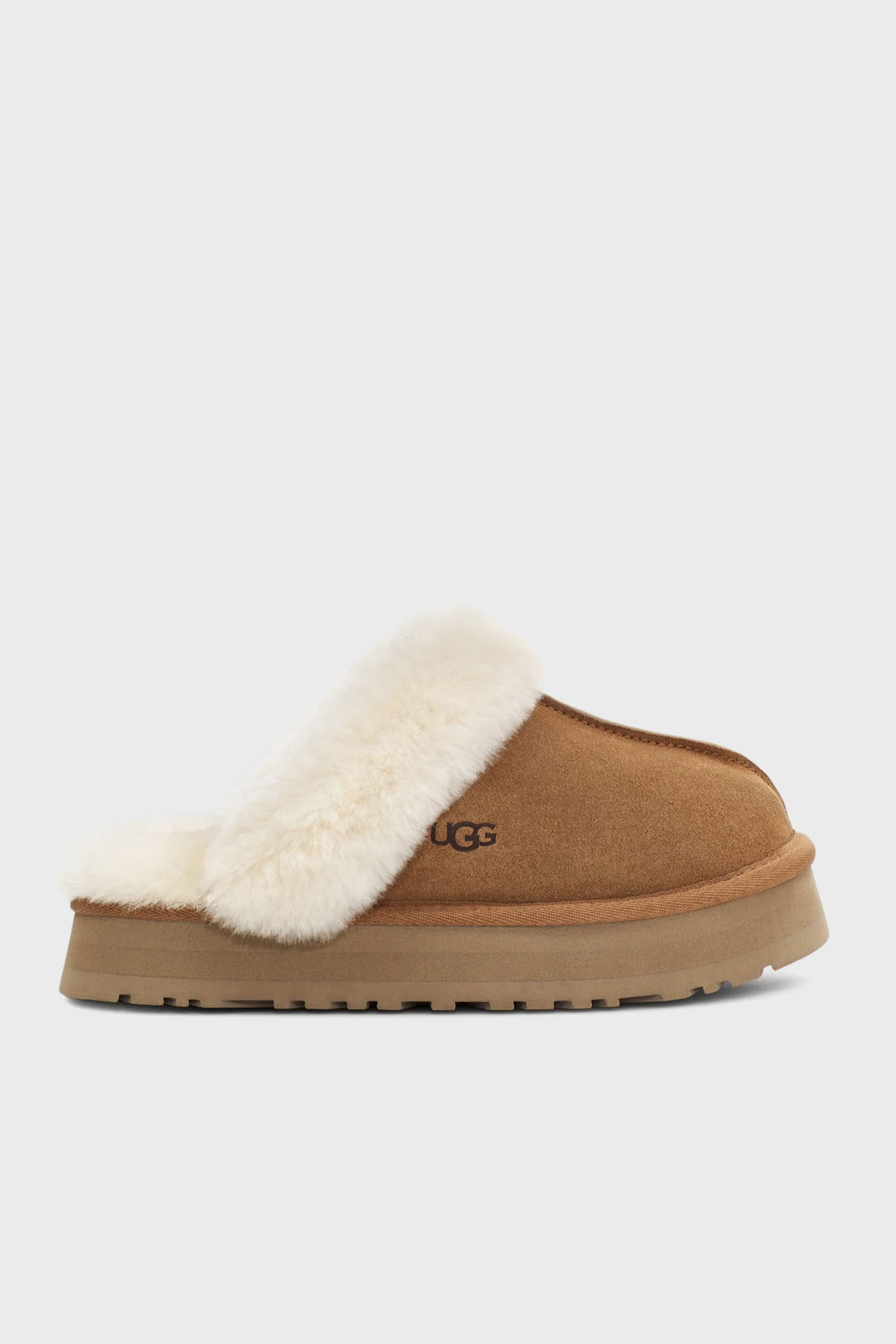 Ugg Kalın Tabanlı Kürklü Süet Kadın Terlik 1122550 TABA
