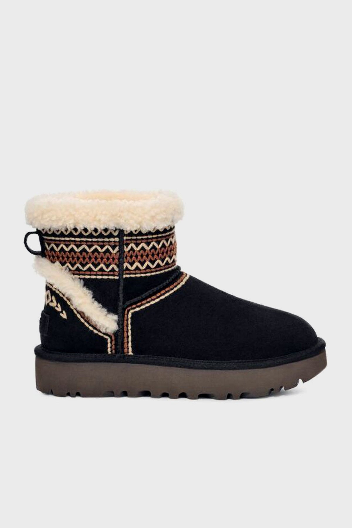 Ugg Klasik Mini Atherson İşlemeli Gerçek Yumuşak Tüylü Süet Kadın Bot 1158281 SİYAH